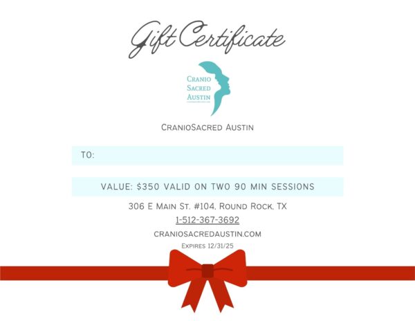 Massage Gift Certificate - CranioSacral Therapy Gift Certificate